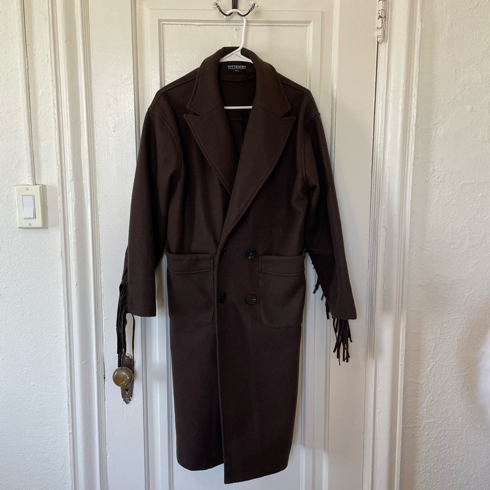 Kittenish Fringey Brown Overcoat